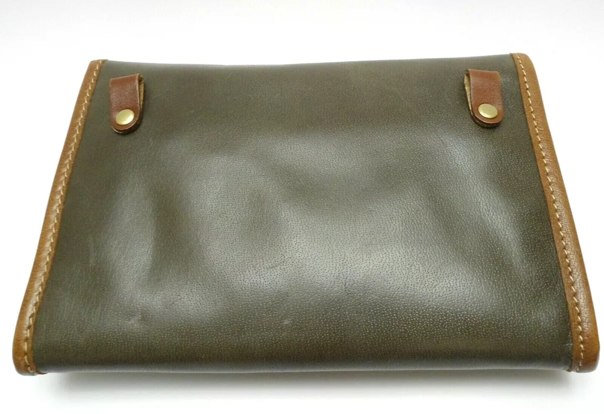 Brahmin Clutch Purse Green with Brown Trim Leather