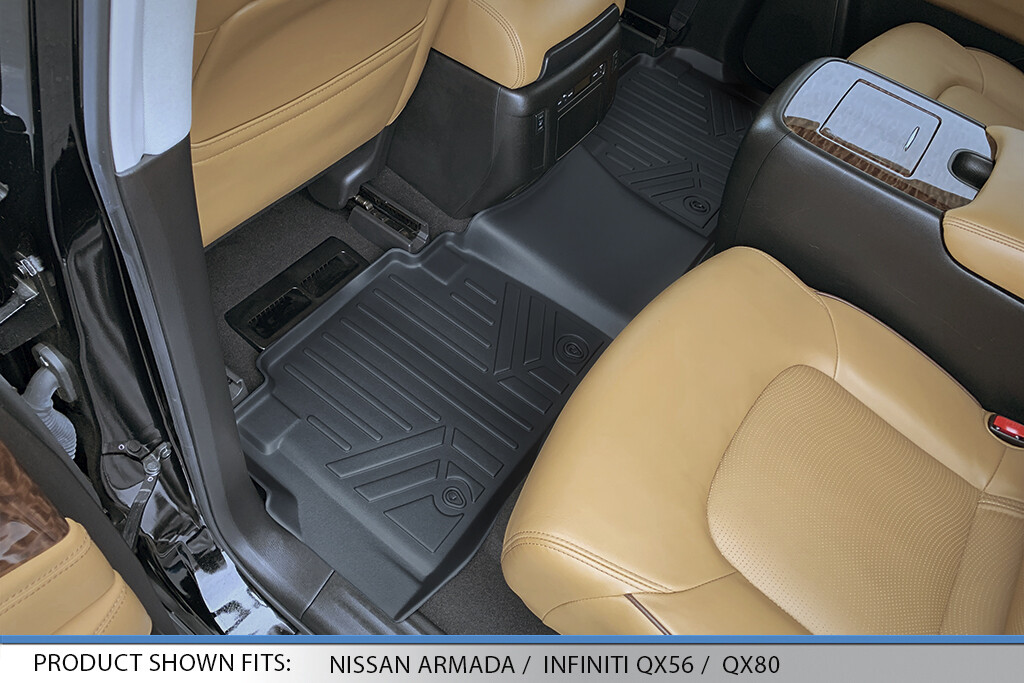 SMARTLINER Custom Fit Floor Mats 2nd Row Black For Armada - QX56 - QX80
