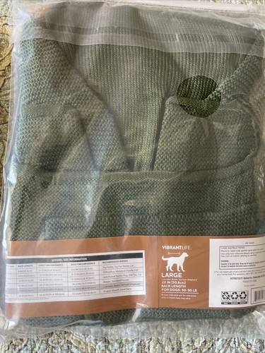 NIP—2 VIBRANT LIFE PET SWEATER L. 50-80lbs. Lab, german shepherd 20” GreenHOODED - Picture 7 of 7