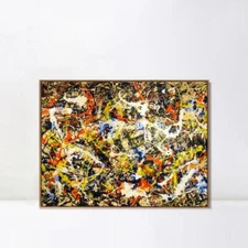 Framed Wall Art Convergence by Jackson Pollock Canvas Giclee Print Art  24"x32" 
