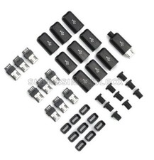 10PCS DIY Micro USB Male Plug Connectors Kit w/ Covers Black New-