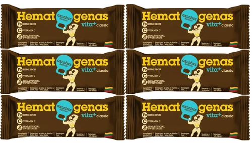 6 HEMATOGEN VITA+ Classic Source of Heme Iron Vitamin C Energy Bars 50g 1.8 oz