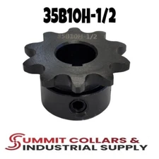 #35 Roller Chain Sprocket B Type 1/2" Bore 10 Tooth Summit Collars