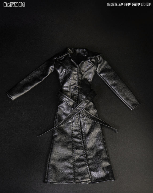 1/6 Agent Leather Long Coat BLACK For 12