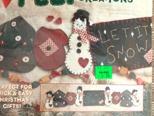 Christmas Felt Kit LET IT SNOW Hanging Garland Snowmen Tree Mitten Bucilla 31x6"