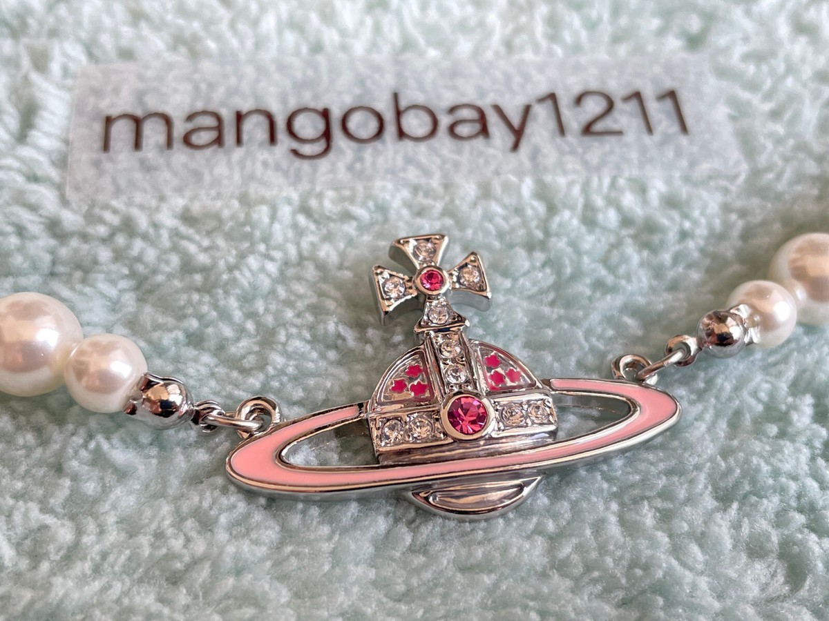 Vivienne Westwood Pink Sakura Silver Pearl Saturn Choker