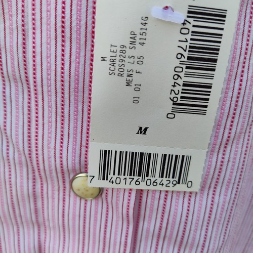 Panhandle Slim Mens Rough Stock Long Sleeve Scarlet Striped Western Snap Shirt - Picture 5 of 11