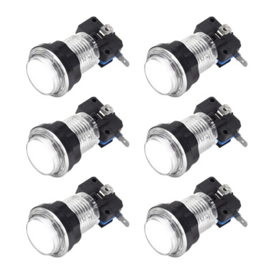 Druckknopf rund 12V LED beleuchteter Druckschalter für Arcade 33,5mm Weiß 6Stück