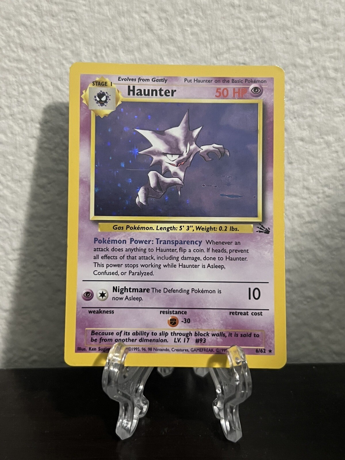 Pokemon Card - ERROR Haunter 6/62 Fossil Holo Rare Blue Ink Stain ...