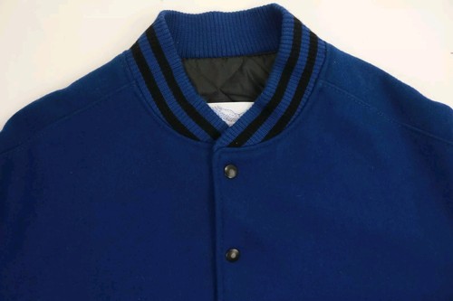 Vintage USA Excelled New York Blue Black Leather Wool Varsity Bomber Jacket L - Picture 4 of 6
