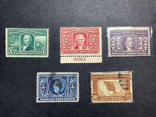 US Stamp SCOTT #323-327-SET LOUISIANA PURCHASE 323,325 MNH..324 MH, 326,327 Used - Picture 2 of 7