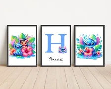 Set Of Personalised Stitch Wall Art Prints Kids Room Poster Gift Prints Only