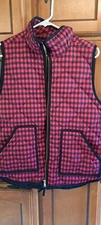 J Crew Ladies Size Med Buffalo Red Downs Puffer Vest Size Med Warm Cozy Winter
