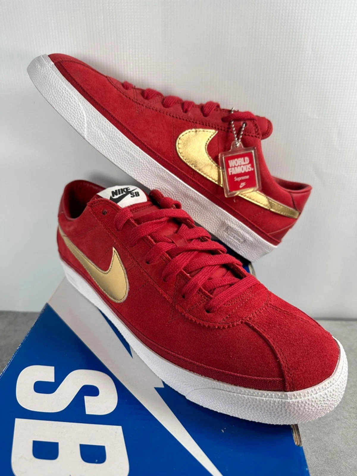 Baskets de basketball homme Nike 2009 Supreme x Zoom marron SB « Varsity Red » UK 10