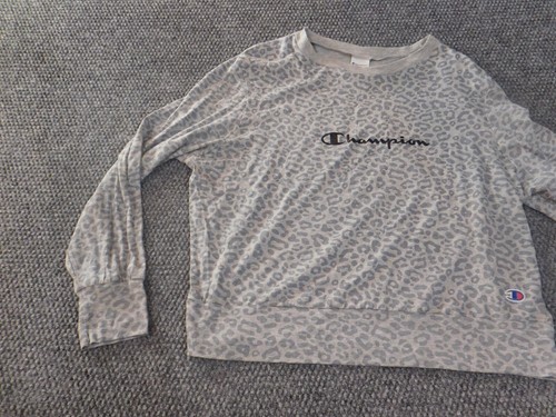 Champion Shirt womens Large gray camo pullover crewneck stretch athletic - Picture 3 of 10