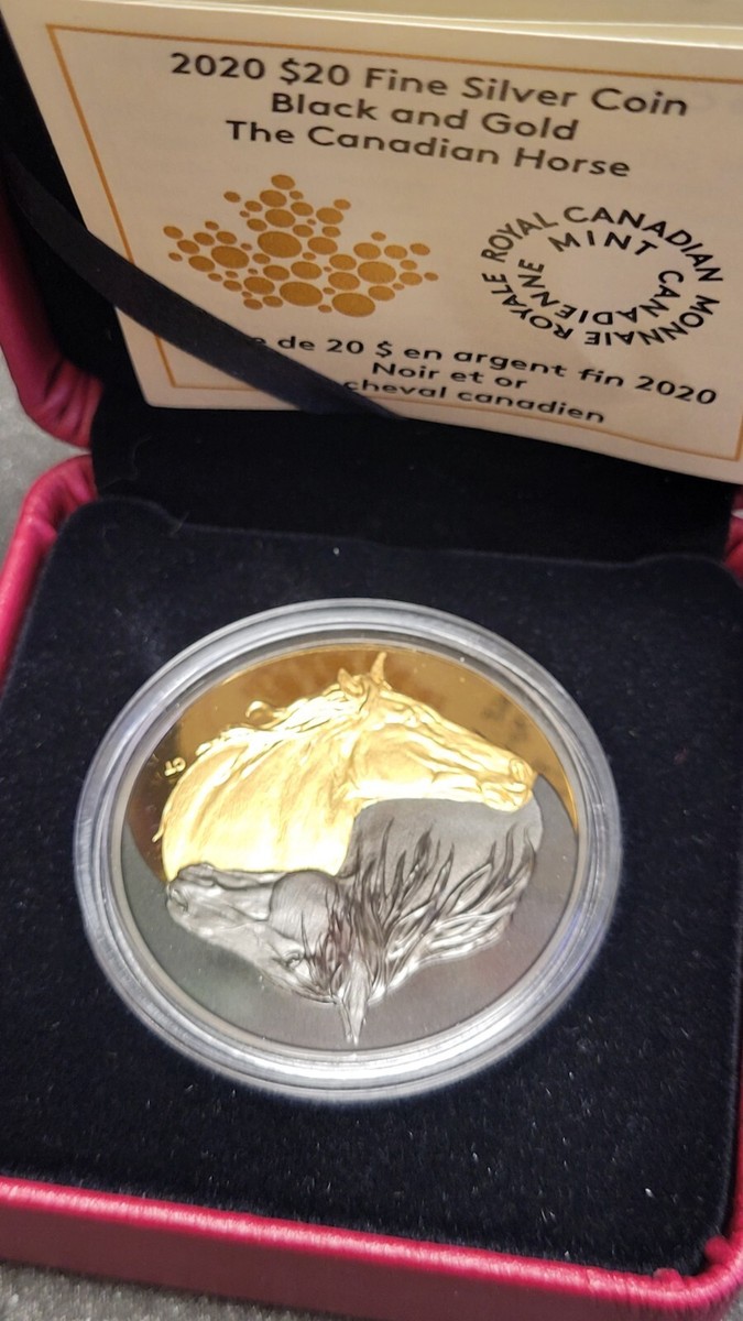 2020 Canada $20 Fine Silver Black & Gold The Canadian Horse Coin
