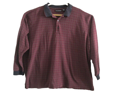 John Henry Men's 3XL Long Sleeve Pullover Polo Casual Shirt Checked