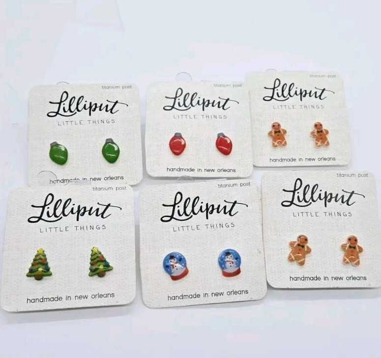Lote de 6 pares de pendientes de Navidad de Lilliput Little Things Titanium Post Foto 2 de 4