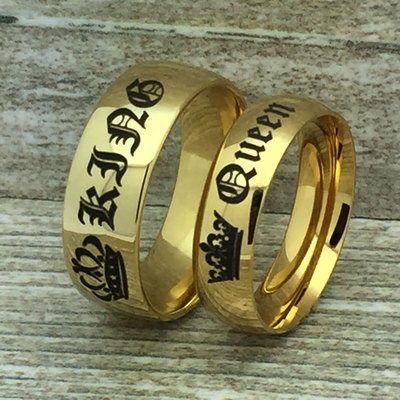 King and Queen Rings, His Hers Stainless Steel Rings