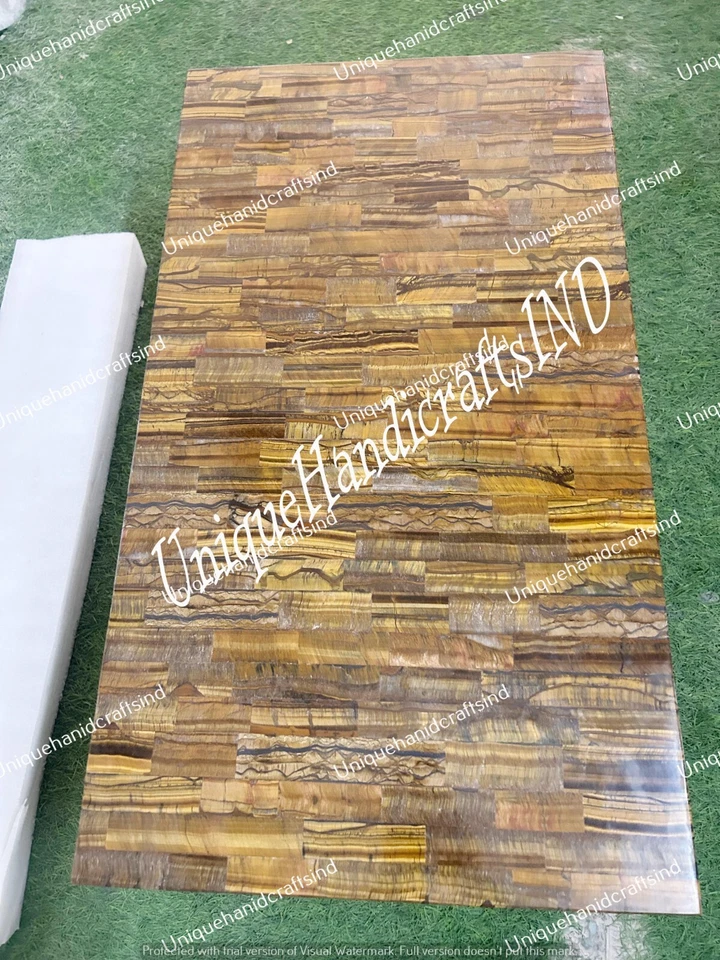 Tiger Eye Gemstone Table – Natural Stone Side Table – Luxury Crystal Accent Slab - Image 2 of 4