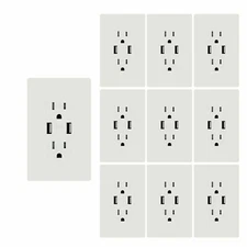 4.8A USB Outlet Fast Charger Duplex Receptacle 15A Tamper Resistant UL 10Pack 