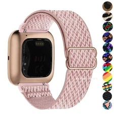 For Fitbit Versa 4/Sense 2 Nylon Strap Fabric Elastic Band Stretchable Watchband