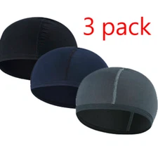 3PCS Moisture Wicking Skull Cap Inner Liner Helmet Dome Cap Beanie Hat Men Women