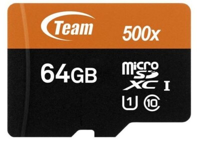 Team 64GB microSDXC UHS-I/U1 Class 10 Memory Card with Adapter, Speed Up to 80MB