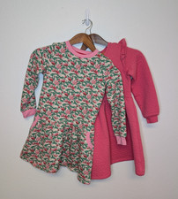 Mini Boden Kids Cozy Sweatshirt Dress Sz 7-8 LOT of 2 Pink Floral Quilted
