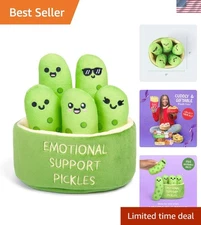 Emotional Support Pickles - 5 Plushies with Basket, Hilarious Gift for All Ages