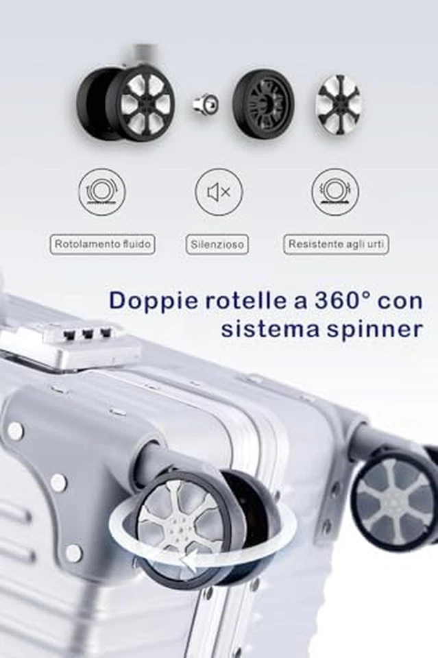 Valigia Bagaglio a Mano Con Telaio Rigido in Alluminio E Coque in 100% PC. Valig - Immagine 4 di 4