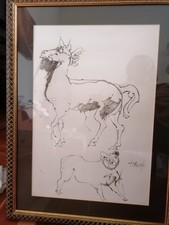 Disegno originale Dario Fo con cornice