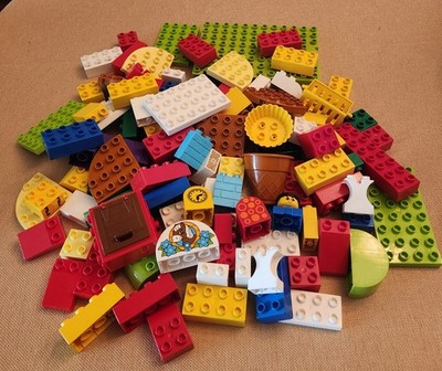Mixed Bulk Lot of 120 Duplo LEGO Bricks Including Special Pieces. Used