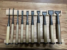 Hidari Hisahiro & Kunikei Japanese Bench Chisel Oire Nomi Set of 10