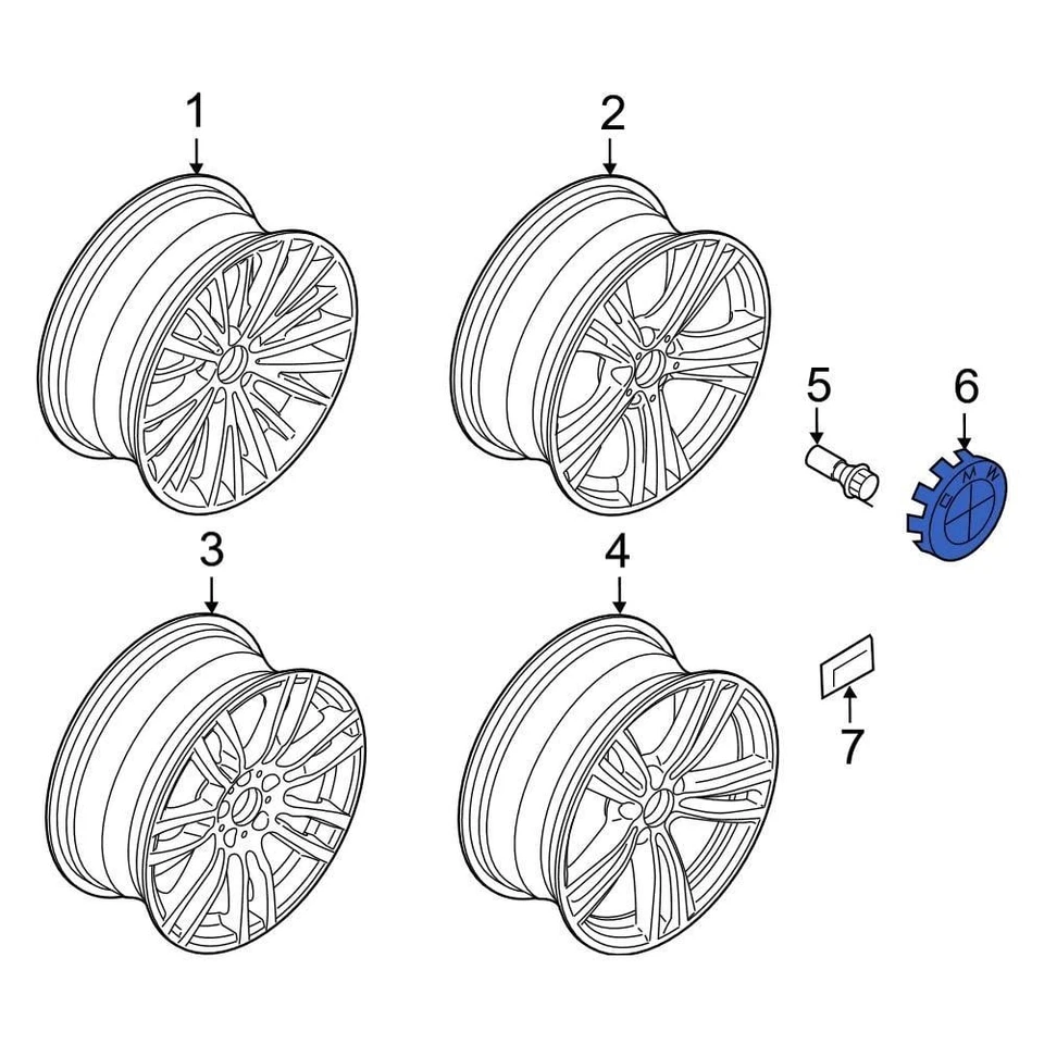 For BMW X5 2000-2018 BMW 36136783536 Wheel Cover Foto 2 de 4
