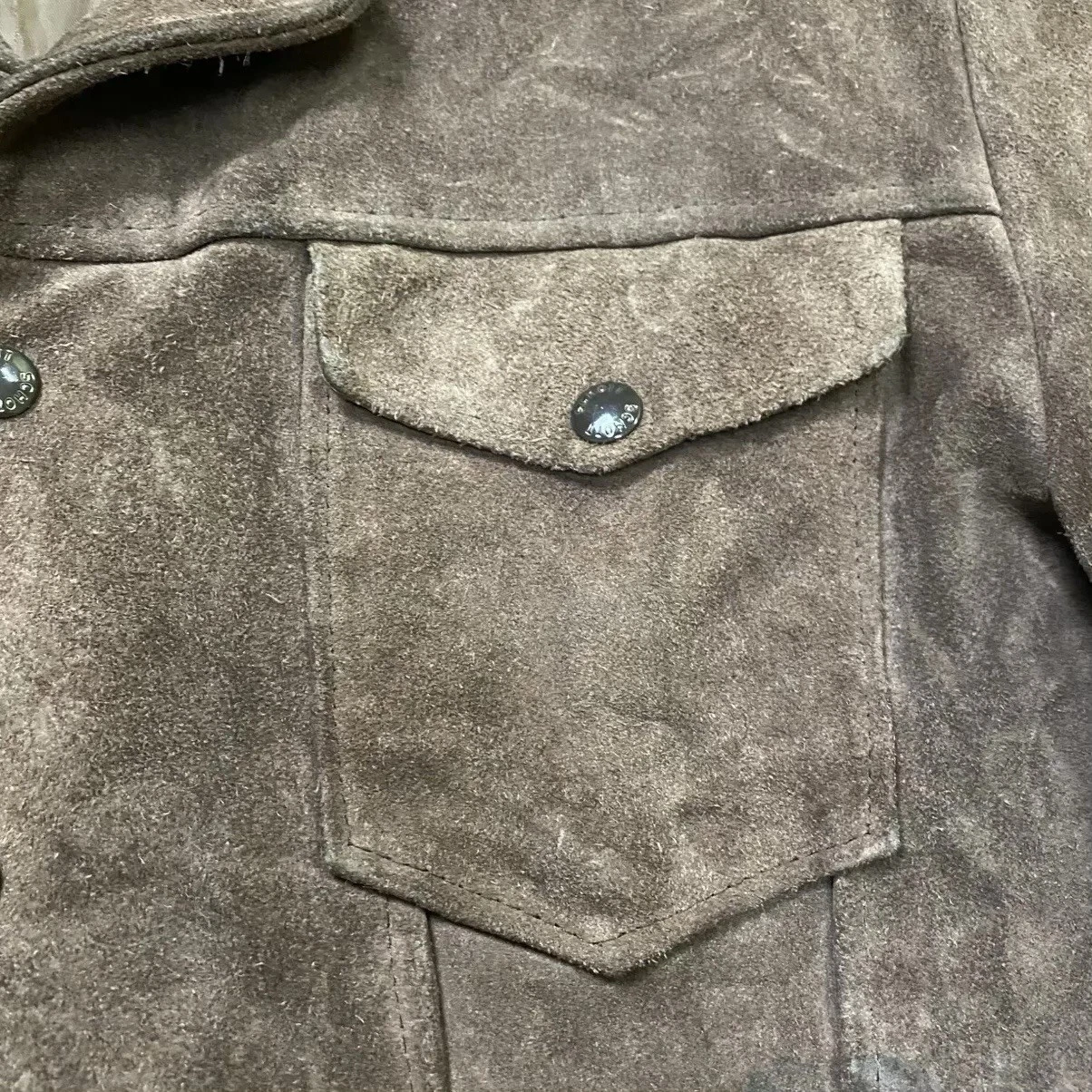 Schott NYC Vintage Brown Suede Trucker Jacket Made in USA 38 - product detail image 7
