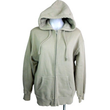 Aritzia TNA Women's 1 XS/S Hoodie Cozy AF Fleece Zip Up Beige Khaki Oversized