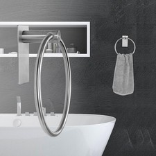 Towel Ring Wall Mount Stainless Steel Adhesive Towel Hanger 5.5" Silver Tone