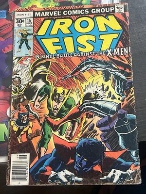 Marvel Comics Iron Fist #15 1977 Key Issue Final Battle vs X-Men Bronze Age