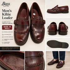 G.H. Bass & Co. Burgundy Leather Kiltie Monk Strap Loafers Made in USA