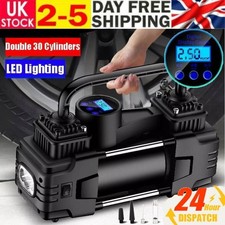 12V 150PSI Mini Air Compressor Dual Cylinder Heavy Duty Tire Inflator Car Pump 