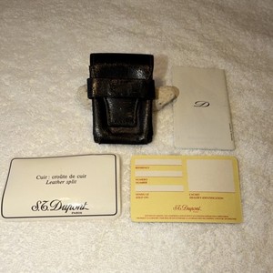 Dupont Paris Black Eel Leather Lighter Case with Authentication Cards