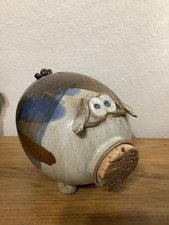 X-tra Large Ceramic Pottery Pig Piggy Bank Cork Stopper Nose Handmade