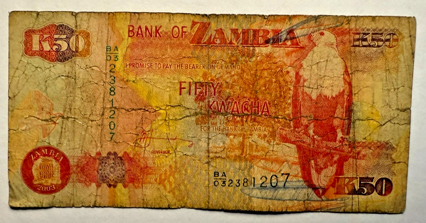 2003 Zambia 50 Kwacha Banknote World Paper Money Currency Bill Note