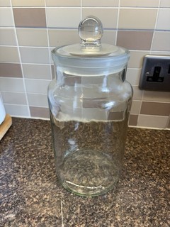 Glass Apothecary Sweet Jar Large Vintage British Made Ground Glass Lid See Desc