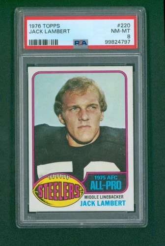 1976 Topps Football Card - #220 Jack Lambert RC, PSA 8 NM/MT