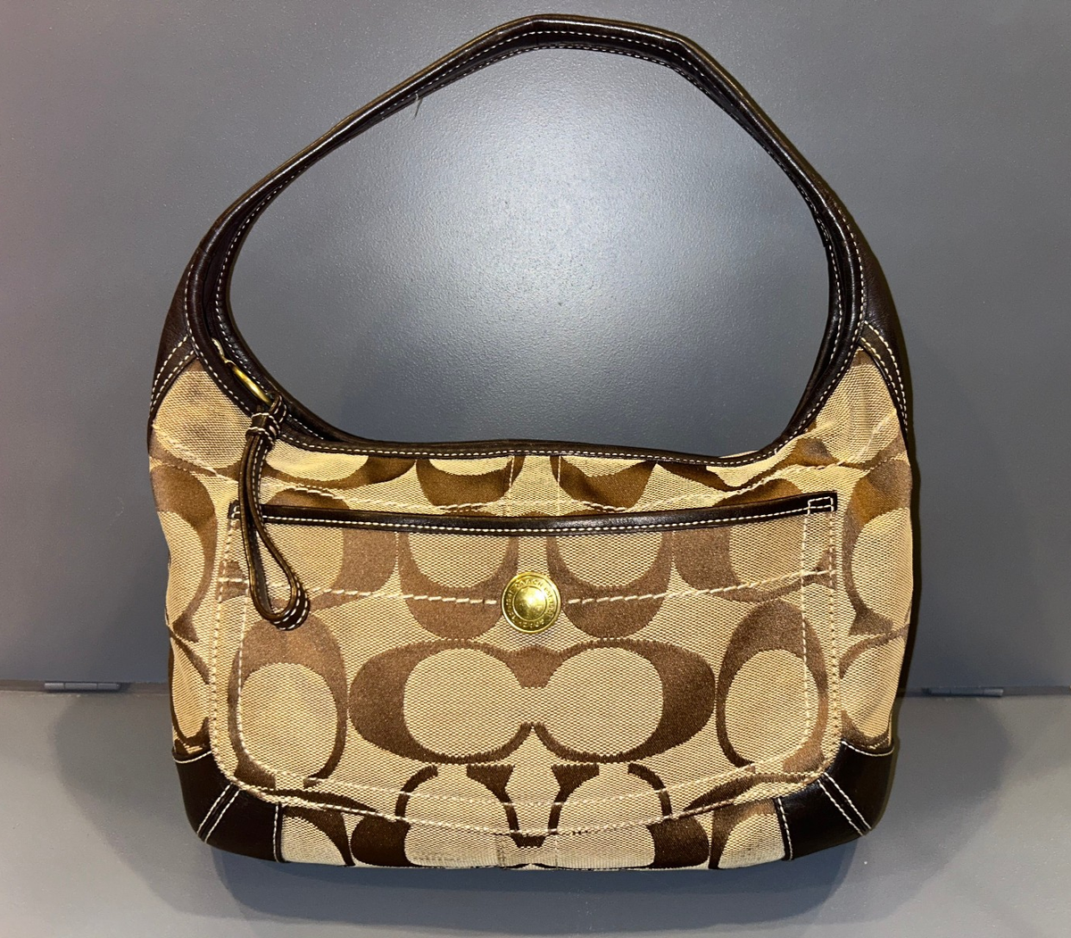 ブロンズ Vintage Coach Ergo Hobo Brown Canvas Shoulder Bag M0632 10764 W