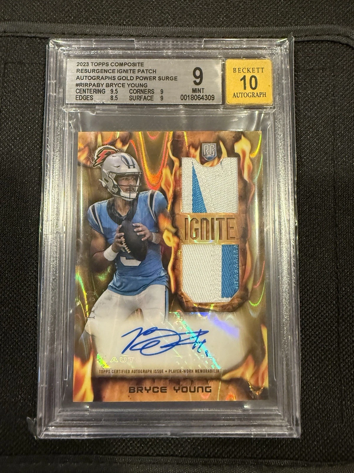 Bryce Young Topps Composite Resurgence Ignite Patch Autographs #BY Gold Power Surge