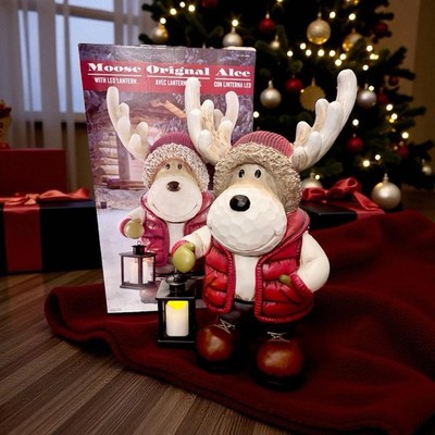 New Christmas Moose Statue with LED Lantern Decor 27  Tall Distributed by COSTCO