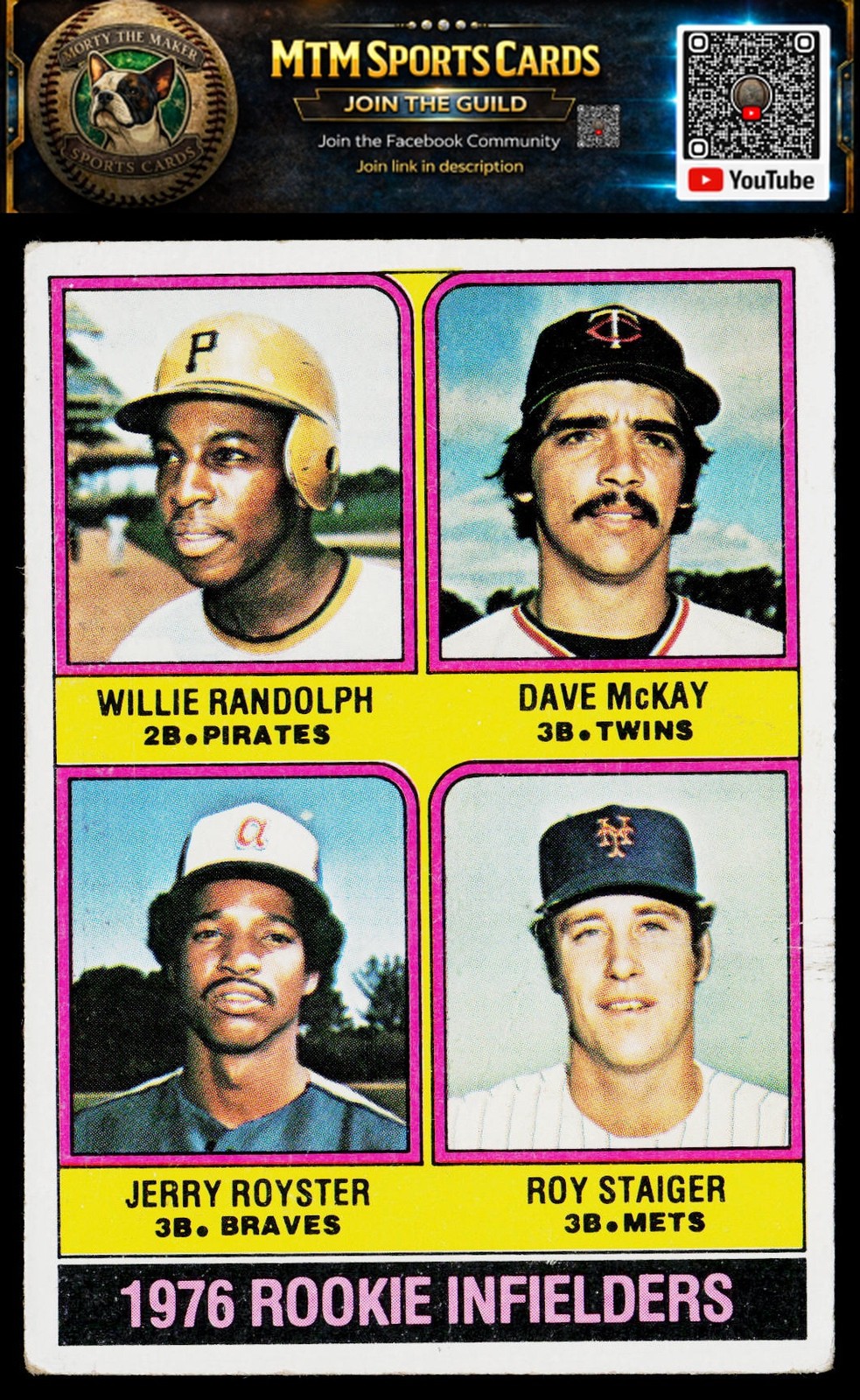 1976 Topps #592 (Willie Randolph / Dave McKay / Jerry Royster / Roy Staiger) RC